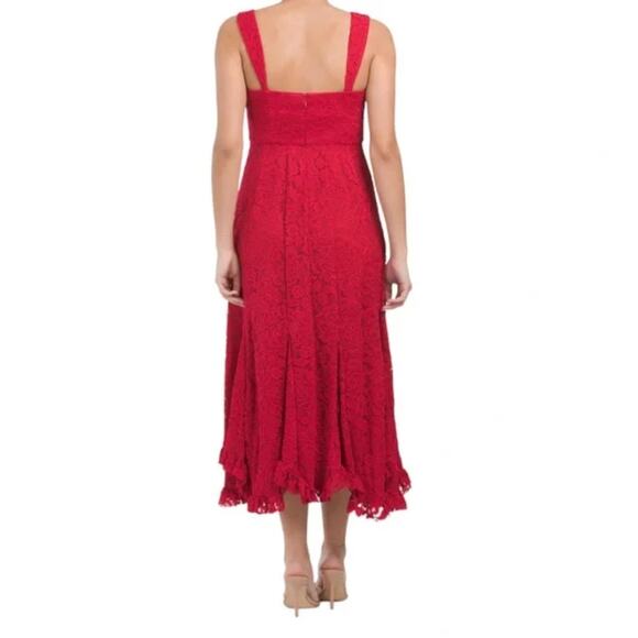 ANTHROPOLOGIE x HUTCH Seamed Lace Midi Dress Cherry Red Sz 0 {3M43} - Picture 4 of 4